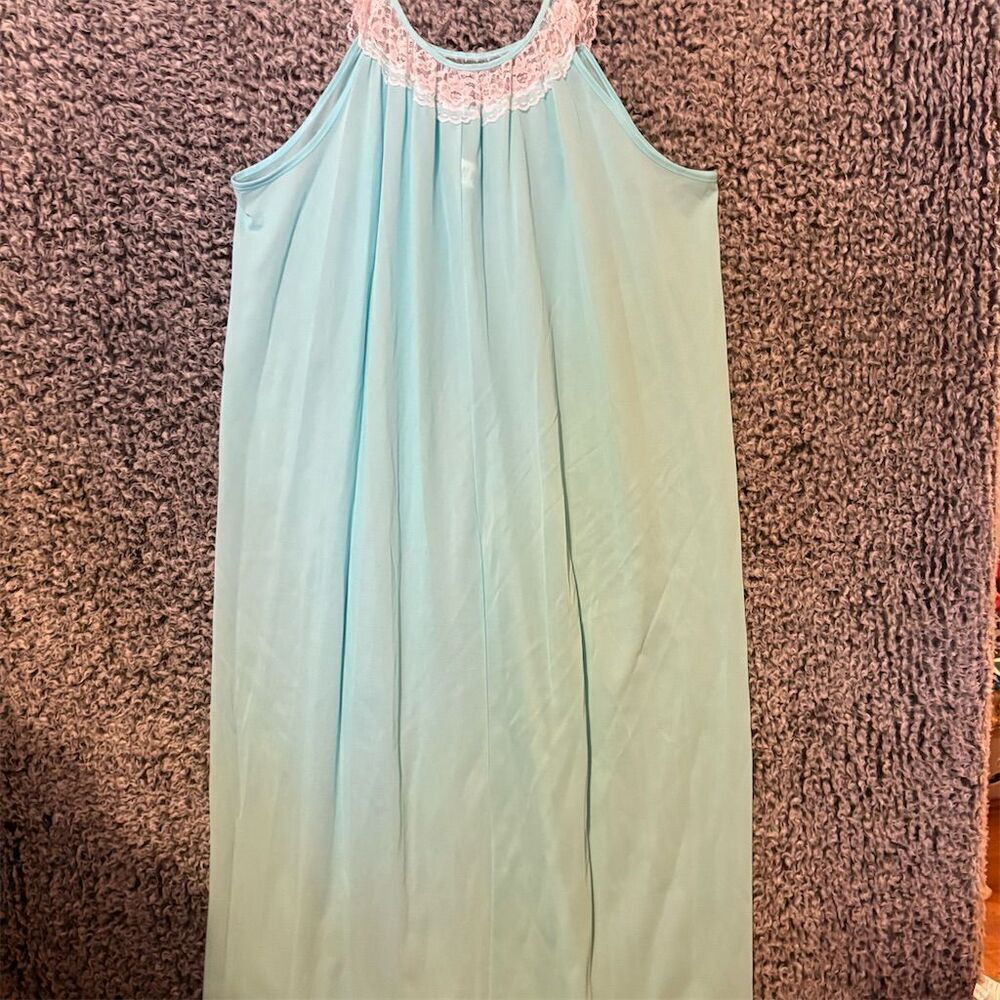 Vintage  Women's Size 42 /XL Blue Chemise Gown Vintage Cottage-core Made in USA